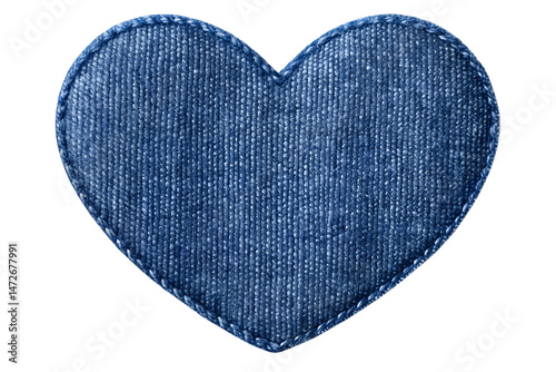 Denim heart love valentine valentine's day isolated on transparent background.