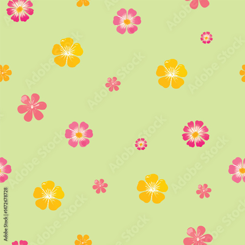 summer seamless pattern with delicate flowers