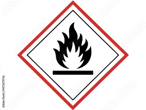 single ghs flammable substance hazard pictogram isolated on white background.