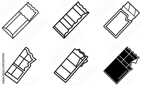 Chocolate Bar Vector Illustrations, Minimalist Design, Broken Chocolate Icons