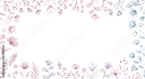 flower border frame with transparent background illustration vector design 