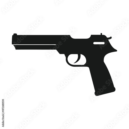 Handgun Pistol Silhouette Vector Self Defense Weapon Clipart for Security Themes