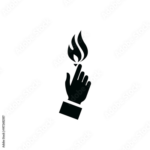 Hand logo with fire on his fingers