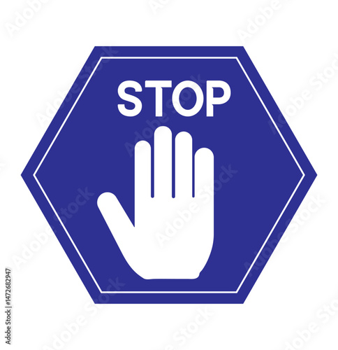 Set of Stop street icon collection. Stop hand sign with text. Red stop sign. Vector Illustration.