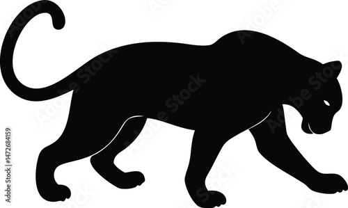 Stylized Panther Ready to Strike – Dynamic Crouching Illustration