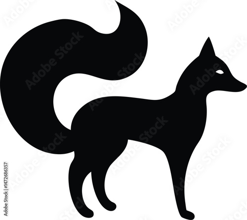 Fox with Bushy Tail Spiral – Stylized Wild Animal Vector Art