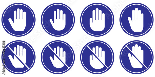 Stop icon set. stop road sign. hand stop icon vector.