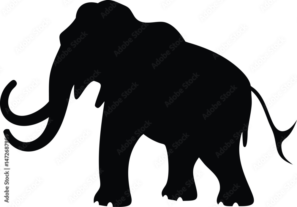 Obraz premium Mammoth in Icy Landscape Silhouette – Prehistoric Wilderness Art
