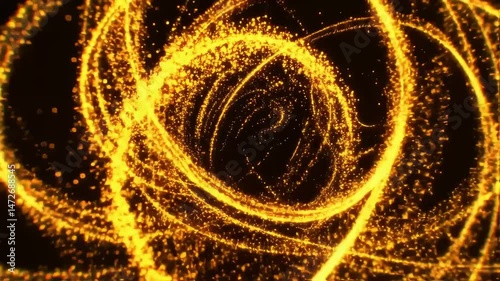 Abstract Golden Energy Trails Twisting In High Speed Light Motion Animation