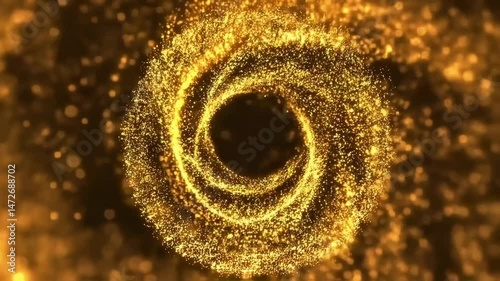 Cinematic Whirlpool Of Shimmering Gold Particles In Abstract Spiral Motion Animation