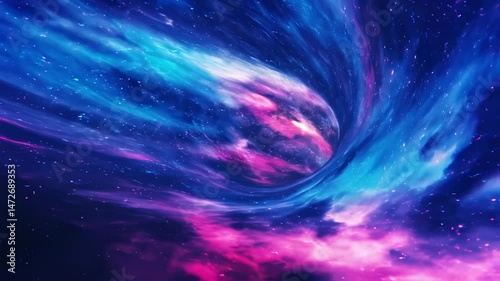 Hypnotic Deep Space Vortex With Vibrant Purple And Blue Galaxy Swirls Animation