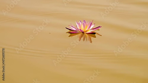 Minimalist Zen Lotus Floating Peacefully On Soft Golden Water Surface Animation