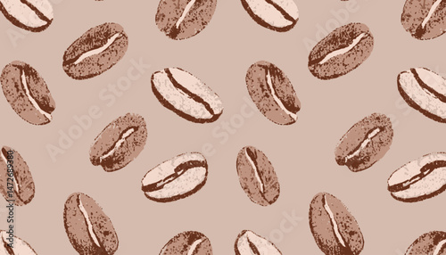 Mocha Mousse Coffee Bean Pattern � 2025 Color Trend Seamless Crayon Hand-Drawn Texture and Abstract Grain Background