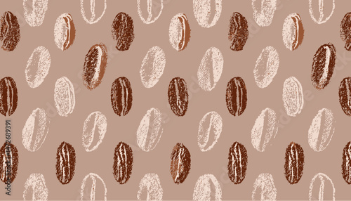 Mocha Mousse Coffee Bean Pattern � 2025 Color Trend Seamless Crayon Hand-Drawn Texture and Abstract Grain Background