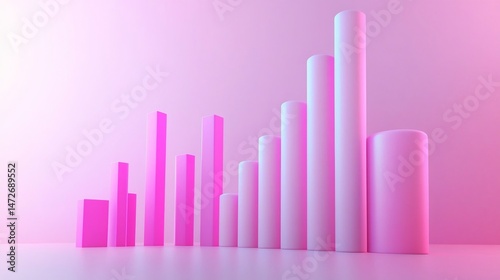 Free Download 3d Art Style Graph With Big and Small Bars Showing Concept of Business Success Isolated a Pastel Background - GFXLoad