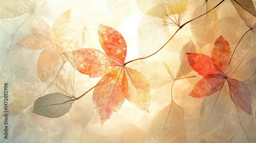 Artistic leaves created using pressed flowers and petals, framed in soft lighting