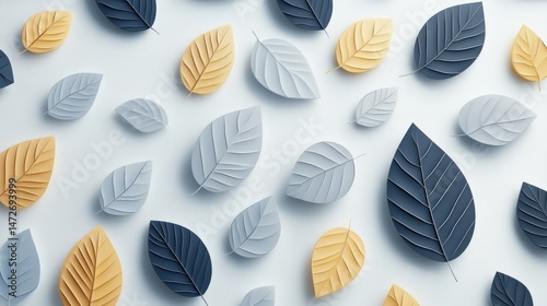 Creative leaf designs in a minimalistic style, detailed textures and shadowing
