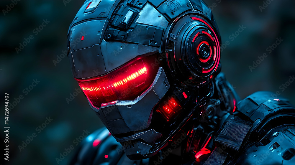 Fototapeta premium Futuristic robot design cybernetic technology digital illustration