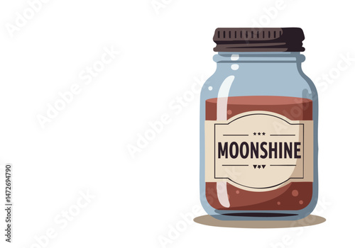 charming mason jar filled with moonshine adorned with a rustic label and playful antlers Celebrating National Moonshine Day with a vintage aesthetic Perfect for branding and promotional materials