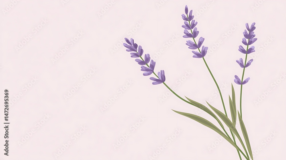 Naklejka premium Lavender sprigs with pastel background.