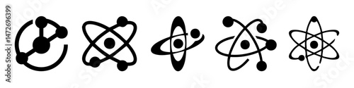 Scientific Atom Vector Icon Set - 5 Modern Molecular Illustrations (AI/EPS/JPEG Formats