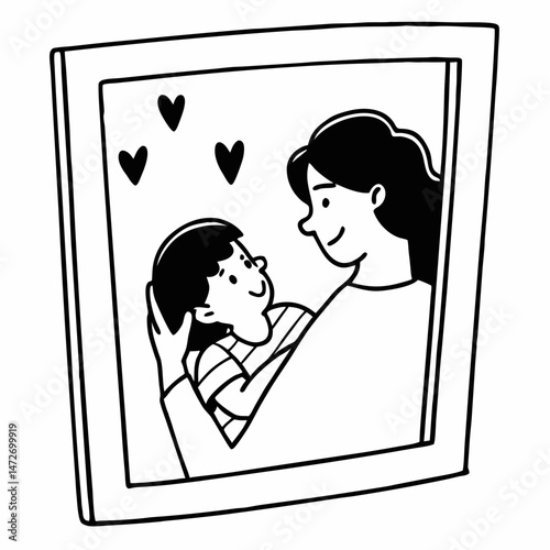 子どもと母親の写真のアイコン / Photo frame of child and mother