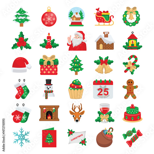 Christmas icons that are suitable for any project. And change your next projects with minimalist icon design, perfect for websites, mobile apps, books, social media, infographics, flyers, print,
