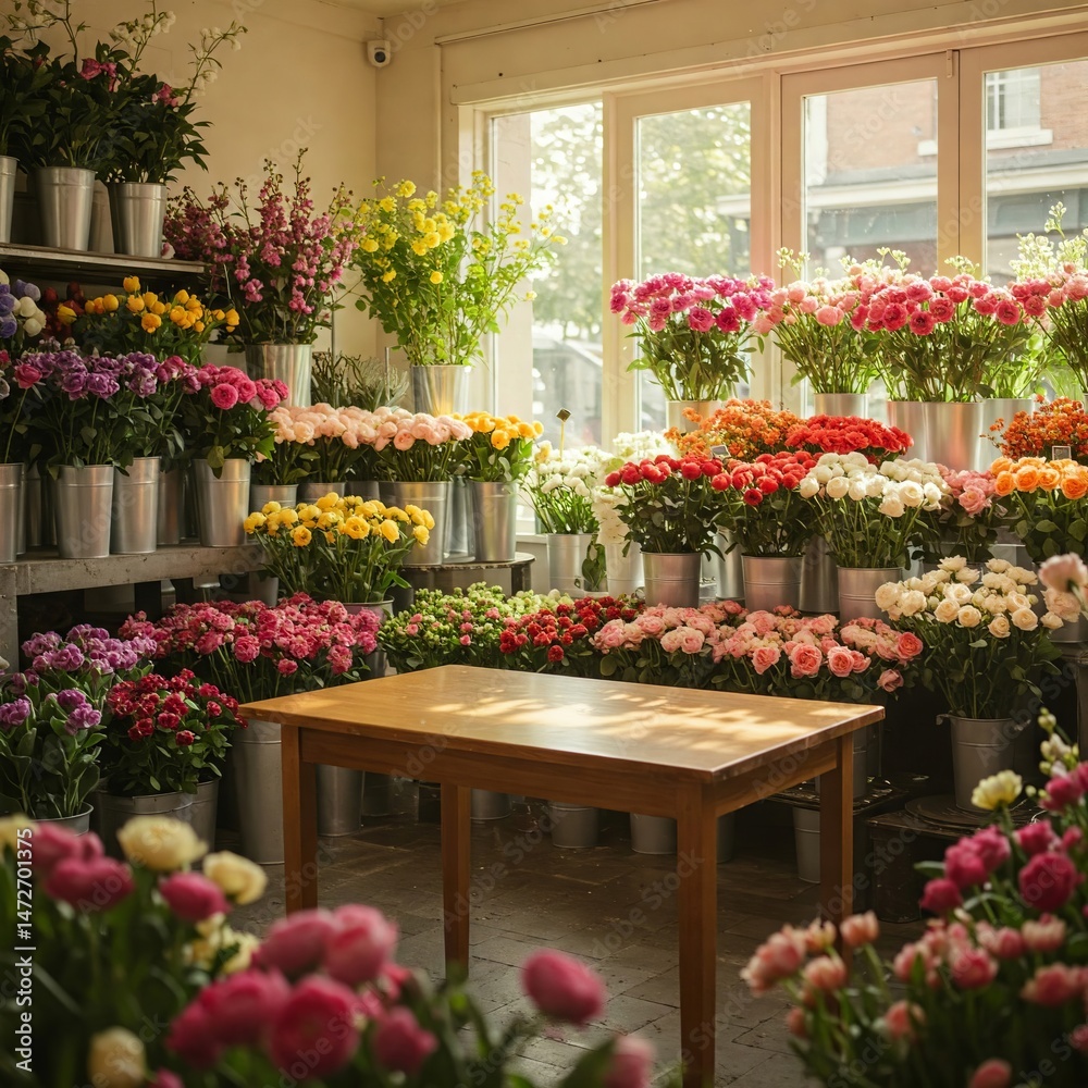 Fototapeta premium Flower Shop with Rich Floral Display