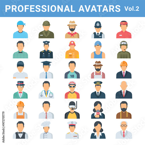 Professional Avatars vector icon set for commercial use.