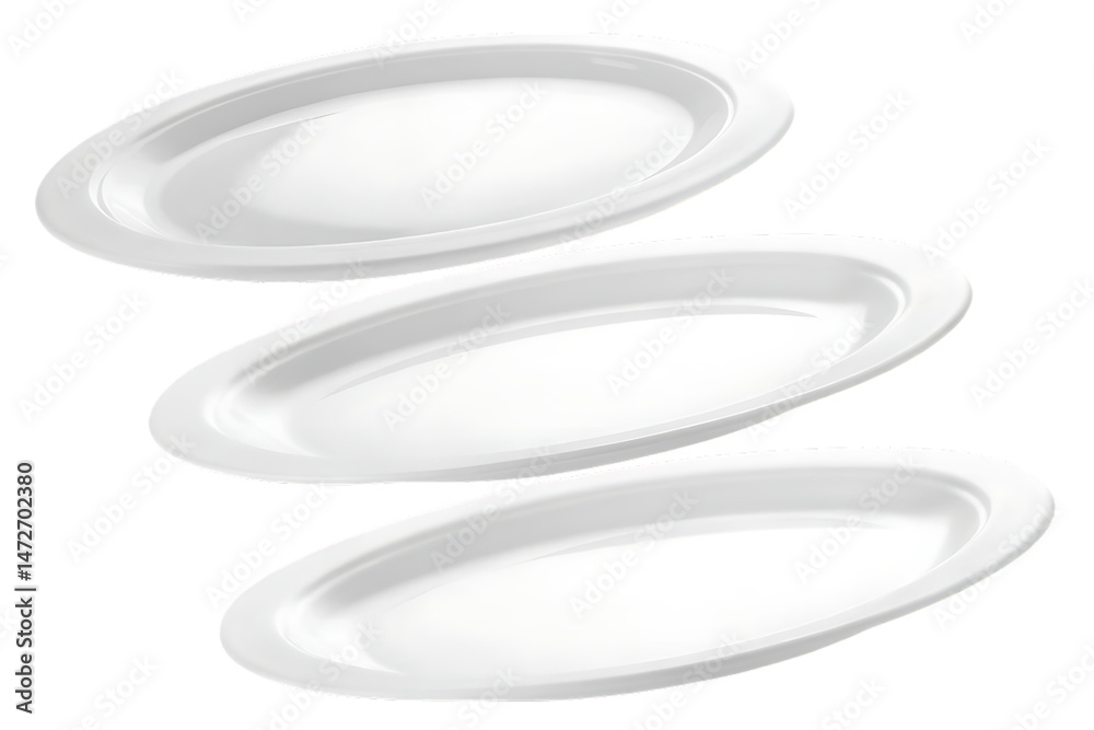 Naklejka premium Stack of Three White Disposable Oval Paper Plates