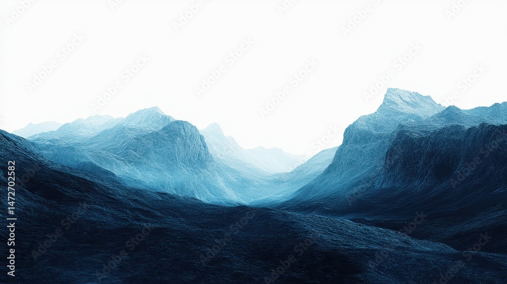 Fototapeta premium Majestic Blue Mountain Range Panoramic View with Atmospheric Haze