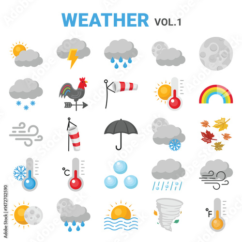 Weather icons that are suitable for any project. And change your next projects with minimalist icon design, perfect for websites, mobile apps, books, social media, infographics, flyers, print, banners