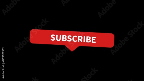 2D animation subscribe button, red subscribe button social media button. Subscribe like comment share, Motion graphic alpha channel or transparent background