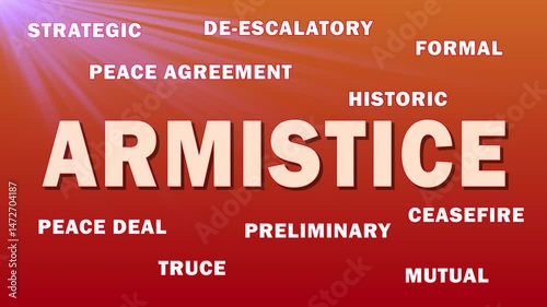 Armistice - Text on a red background with animation.