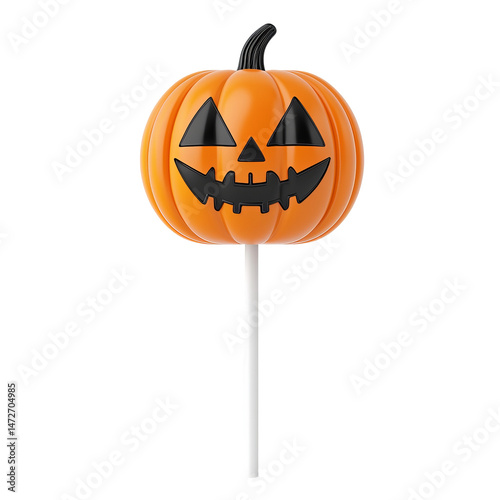 A festive pumpkin decoration, its carved face radiating Halloween spirit, ready to be used for festive decor.