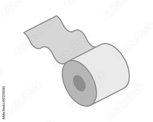 Simple, minimalist illustration of a roll of paper with a section unfurling.  Perfect for representing concepts of beginnings, continuous flow, or resource depletion.