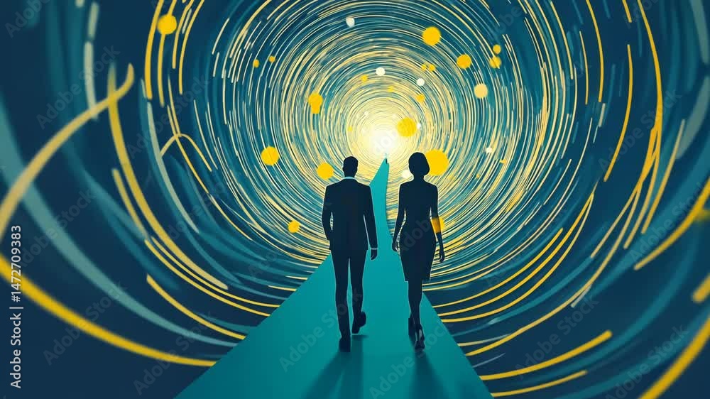 custom made wallpaper toronto digital3D Circle Maze Tunnel Illustration with Star Pattern Design and Swirl Silhouette in Night Sky