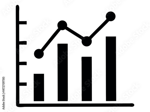 black and white chart showing upward growth. graphic of a rising bar graph with data elements. modern graphic of a rising bar graph, perfect for showcasing growth and data. business, finance, success,
