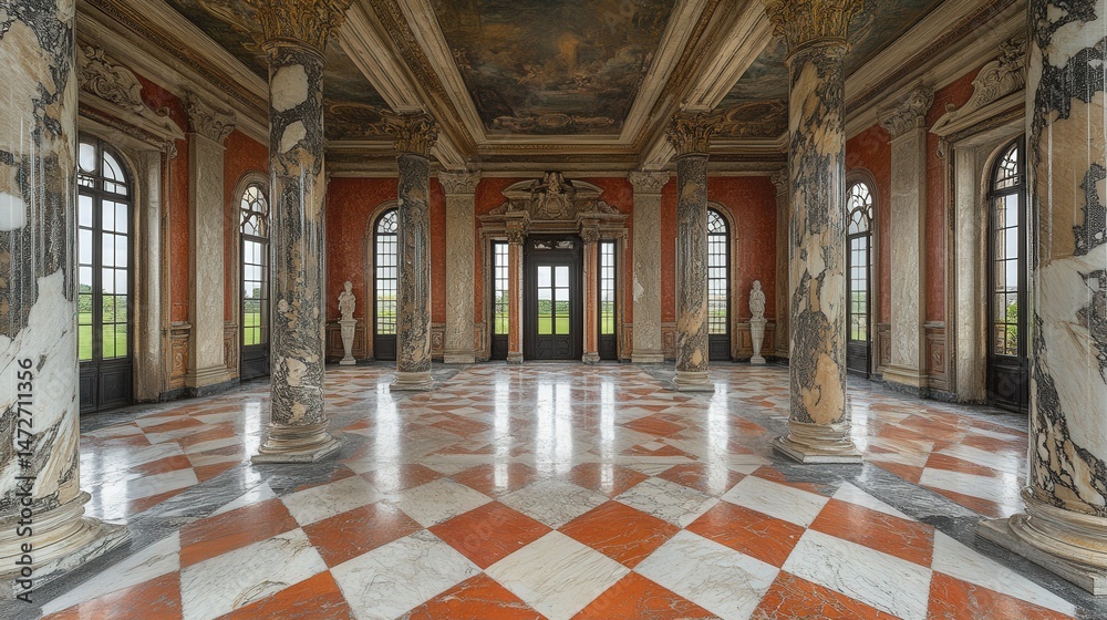Obraz premium Spacious interior of a grand historical building.
