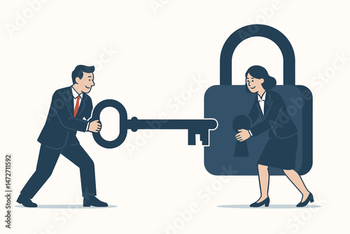 Cooperative Key Partnership Concept Illustration Showing Business Teamwork and Collaboration for Successful Corporate Alliances and Strategic Connections
