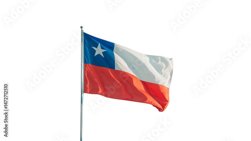 Free Download Waving Chilean National Flag on Pole isolated on Transparent Background - GFXLoad