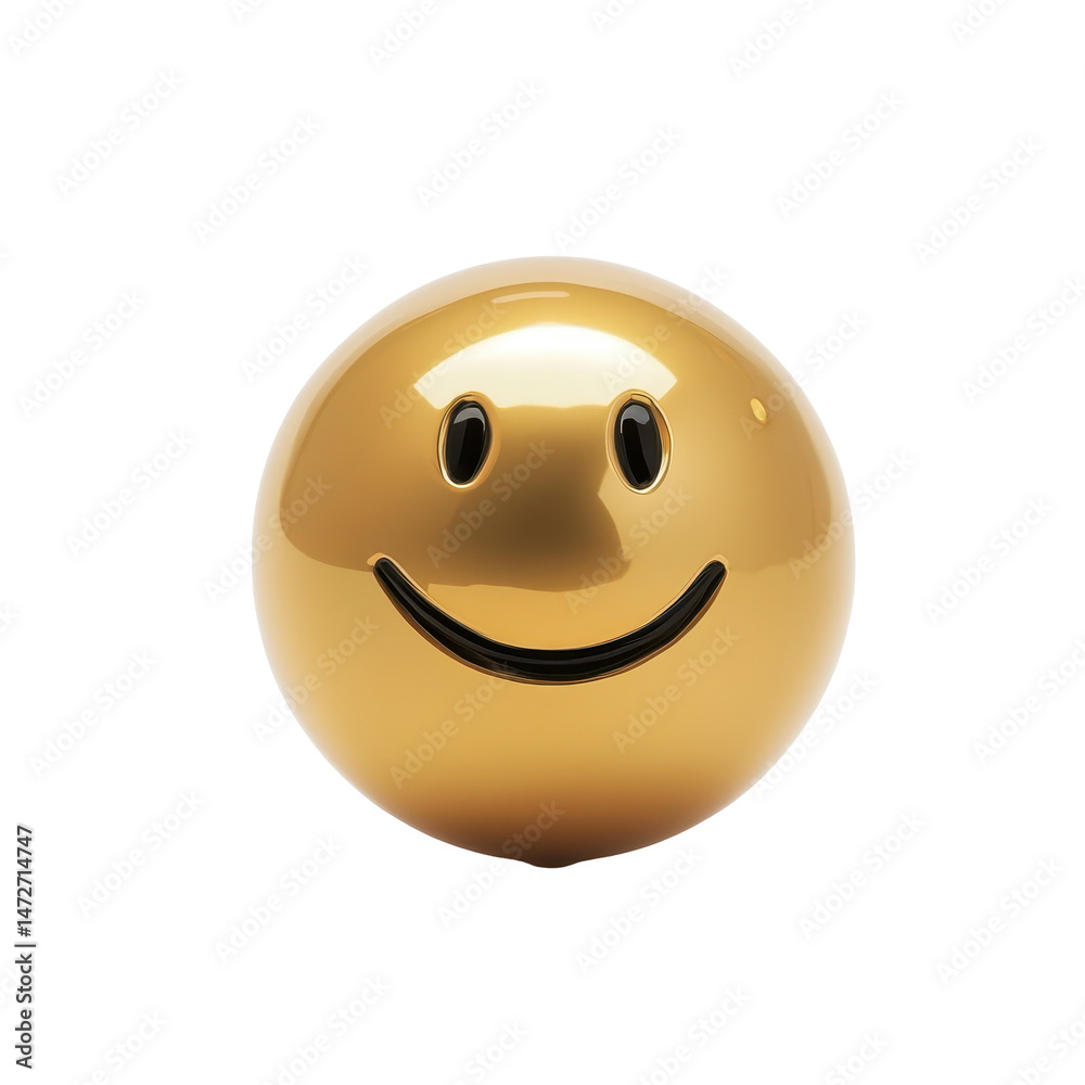 Fototapeta premium Smiling gold sphere decoration adds a touch of cheer to any indoor space during daylight hours