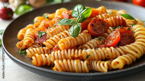 Delicious Rotini Pasta with Cherry Tomatoes and Basil