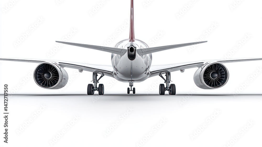 Rear view of jet airplane on white background Rear view of jet airplane on white background