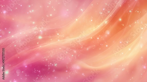 Abstract background with pink orange and white colors with sparkling light effects.