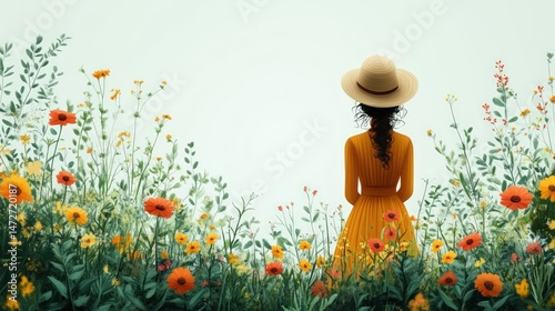 Woman in a field of flowers