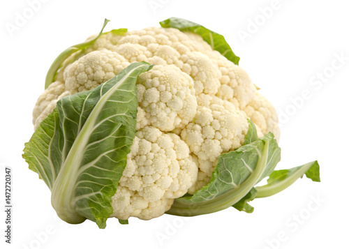 Fresh Cauliflower Isolated on White Background with Detailed Texture