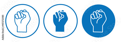 raised fists icon. raised hand icon.