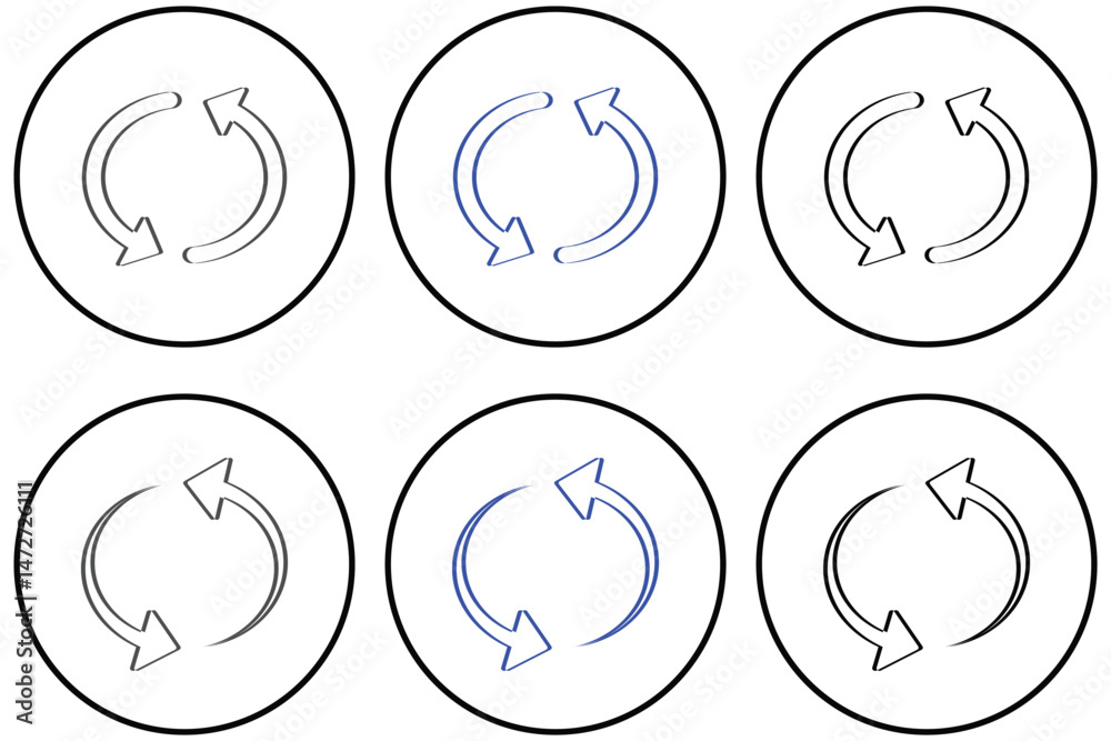 Refresh icon set on white background. Refresh icon set on white background.