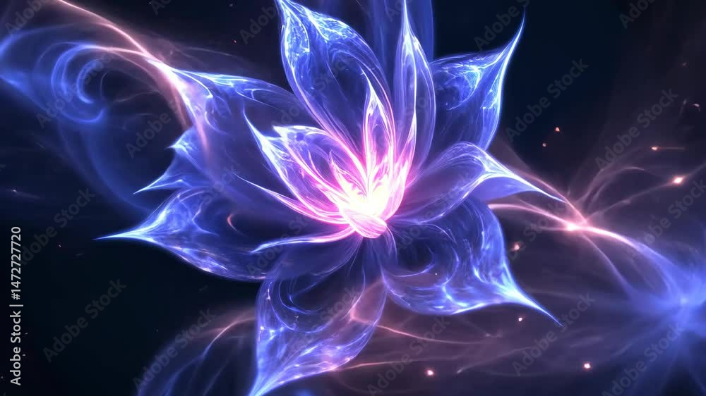 Vibrant Abstract Flower with Glowing Petals in Shades of Blue and Pink Radiating Beauty and Energy Vibrant Abstract Flower with Glowing Petals in Shades of Blue and Pink Radiating Beauty and Energy